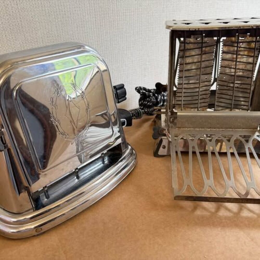 Vintage Chrome Flip-Flop Toasters - Set of 2 Bersted and Art Deco models